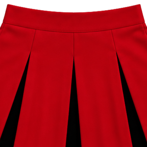 Ensemble uniforme de cheerleading rouge, noir et blanc, haut court sans manches à col en V, jupe plissée, tenue de danse pour équipe de cheerleading - Product Image 4