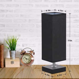 Minimalist Wood Fabric Column <b>Table</b> Lamp Modern Japanese Style <b>LED</b> <b>Bedside</b> Nightlight for Bedroom Living Room Zen Decor - Product Image 4
