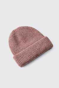 Unisex Ribbed <b>Beanie</b> Hat in Dusty Pink Color Hand Knitted Acrylic Winter Cap Casual Style for Adults 56-58CM Head Circumference - Product Image 4