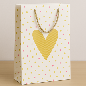 Custom Luxury Paper Gift <b>Bags</b> with Gold Heart Design Premium Handles and Custom Logo for Wholesale Retail Packaging - Product Image 3