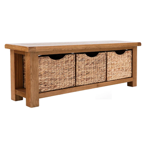 Artisan Water Hyacinth Storage <b>Bench</b> With Baskets, Wooden <b>Table</b> With Water Hyacinth Basket <b>Sets</b> Home Furniture From Vietnam - Product Image 5
