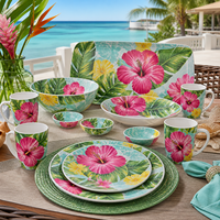 Assortiment de vaisselle géométrique monochrome à motifs pour banquets contemporains, cafés, restaurants, ensembles de vaisselle en mélamine