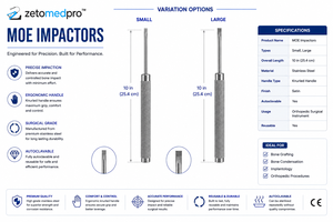 ชุดเครื่องมือผ่าตัดกระดูกและข้อขนาดใหญ่และขนาดเล็ก MOE Impactor 10 นิ้ว 22.2 ซม. แบบแมนนวล Zetomed Pro - Product Image 2