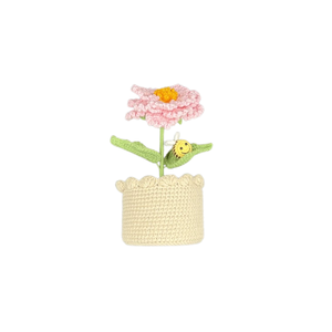 Wholesale Handcrafted Crochet Pink Flower Amigurumi Pot With Knitted <b>Yarn</b> Blossom And Cute <b>Bee</b> For Home Desk Decoration Gift - Product Image 5