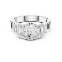 Bague de fiançailles en argent sterling ovale et moissanite émeraude à cinq pierres |   Bague de mariage multi-pierres pour femme