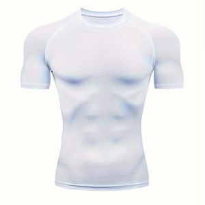 Nueva Camiseta Deportiva de Compresión para Hombre, Corte Ajustado, Manga Corta, Diseño Sólido, Personalizable con Logotipo, para Gimnasio y Running - Product Image 1