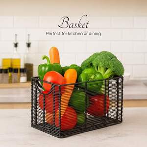 Panier de rangement métallique empilable avec design géométrique vintage, organisateur en fil métallique durable et écologique pour usage domestique polyvalent - Product Image 4