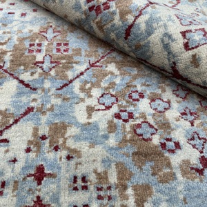 Tapis géométrique en soie bleu ciel noué à la main de 8x10 pieds pour salon - Product Image 4