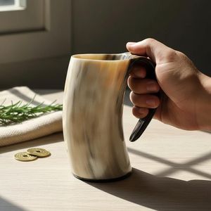 Tazas decorativas de cuerno de búfalo, auténticos vasos hechos a mano, vajilla única para servir en el hogar, la cocina o el restaurante. - Product Image 5