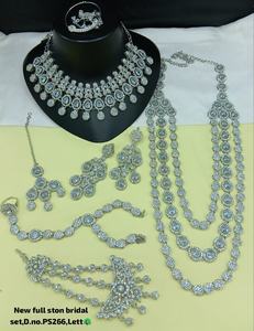 Collier ras-du-cou élégant en laiton de haute qualité, plaqué rhodium, avec zircon effet ombre, style ethnique, pour mariée, fiançailles, mariage et fête - Product Image 1