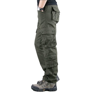 Pantalon décontracté pour homme 100% coton, taille élastique, grande taille, pantalon cargo multi-poches, pantalon baggy pour homme - Product Image 2