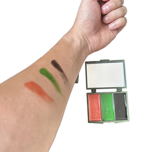 <span class=keywords><strong>Kit</strong></span> de <span class=keywords><strong>peinture</strong></span> pour le visage et le corps <span class=keywords><strong>camouflage</strong></span> 3 couleurs Palette de maquillage noir vert brun avec miroir pour la chasse et la dissimulation - Product Image 5