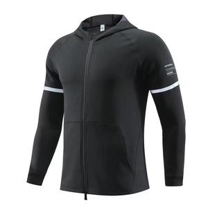 Veste polaire à capuche pour homme, couleur violette, fermeture éclair intégrale, manches longues, respirante, style sportif, polyester, vêtement d'automne avec poches - Product Image 2