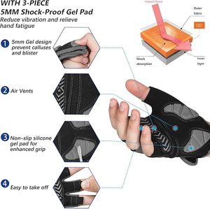 Gants de cyclisme pour hommes/femmes - Gants de vélo mi-doigts pour le cyclisme/haltérophilie/salle de sport/moto - Product Image 2