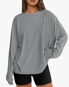 Camiseta de Yoga Oversize de Manga Larga para Mujer 2026, Cuello Redondo Básico, Ropa Casual de Entrenamiento con Tops de Otoño, Ropa Casual Y2K - Product Image 3