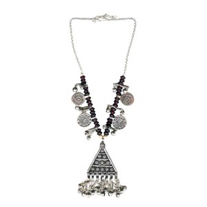 Vintage Antique Silver Plated Tibetan Silver Bohemian Christian Jewelry Set with glass Stones for Women's Party and Daily Wear - Product Image 3