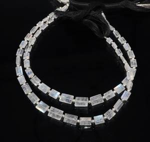 Perles carrées facettées en pierre de lune arc-en-ciel naturelle 4x7MM, perles de pierre de lune baguette chatoyantes pour la fabrication de bijoux, vente en gros - Product Image 2