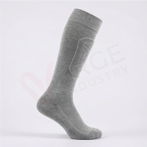 <b>Men's</b> <b>Knee</b> <b>High</b> <b>Socks</b> Solid Gray Knitted Breathable Spandex Polyester Sports Autumn Regular Style - Product Image 3