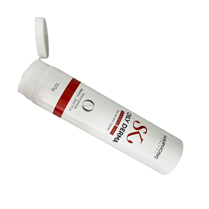 Tubo de plástico PE D50 avanzado con tapa abatible blanca brillante e impresión offset roja y negra con estampado en caliente para envasado de cosméticos - Product Image 5