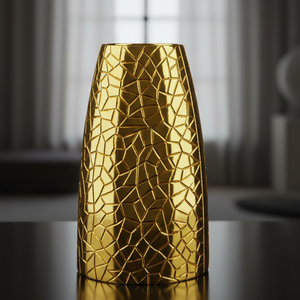 Florero de Aluminio Fundido en Oro de Lujo, Diseño Geométrico con Textura Agrietada, Maceta Moderna para Escritorio, Decoración para Hotel y Hogar - Product Image 3