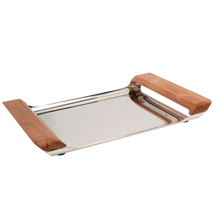 Bandeja Rectangular Decorativa de Metal con Diseño de Madera para Servir Comida en Mesa de Comedor, Bandejas para Servir en Hogares y Hoteles - Product Image 2