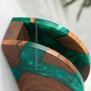 Porte-serviettes en bois écologique carré rond en résine transparente Accessoires de table Distributeur de serviettes et organisation Bureau Restaurant FWE - Product Image 6