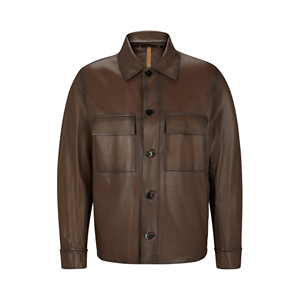 Custom Genuine <b>Leather</b> <b>Men's</b> Waterproof Breathable Eco-Friendly Windproof Heated Zipper Closure Stand Collar Winter <b>Jacket</b> - Product Image 1