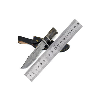 Luxury Handmade Damascus Steel Hunting Knife with Leather Sheath Outdoor <b>Camping</b> Utility <b>Tool</b> High End Craftsmanship - Product Image 1