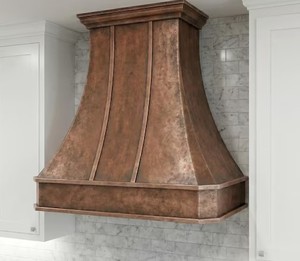 Hot Selling Attractive Design Classical Brass <b>Wall</b> Mounted Range Hood With Rivet Detailing <b>Vented</b> Chimney For Household Use - Product Image 2