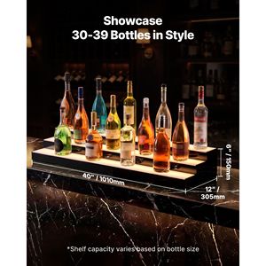 Étagère de bar à domicile en acrylique éclairée par LED de 40 pouces, présentoir à vin à 3 niveaux avec télécommande RF et application, support lumineux pour bouteilles d'alcool - Product Image 4