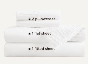 Parure de draps en coton blanc 600TC, style minimaliste, draps-housses, draps plats, taies d'oreiller, usage domestique, tissu tissé plié, lavage en machine - Product Image 2