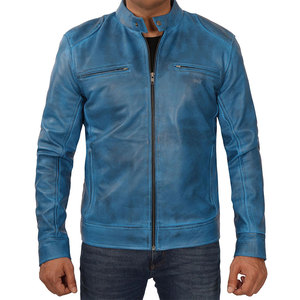 Veste en cuir PU pour homme, printemps et automne, style motard, coupe ajustée, col montant, manches longues, fermeture éclair - Product Image 2