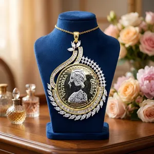 Precioso y Moderno Juego de Collar con Colgante de Zirconia en Acabado Dorado y Blanco con Aretes para Bodas y Fiestas para Mujer - Product Image 1