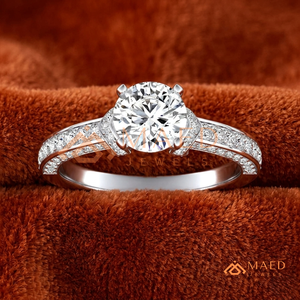 Round Cut Moissanite Engagement <b>Ring</b> 925 Silver <b>Split</b> Shank Pave Band Wedding <b>Ring</b> Diamond Look Jewelry - Product Image 1