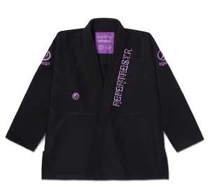 Kimono de BJJ Pepepullear Negro con Bordado Morado, Unisex, Corte Regular para Adultos, 100% Algodón, Ropa Duradera para Artes Marciales - Product Image 1