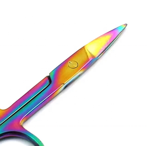 Tijera de uñas para cutículas arcoíris de varios colores de titanio curvada 3,5" - Product Image 5