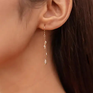 <b>Fine</b> Dangle <b>Earrings</b> 18K Layered Chain Diamond <b>Earrings</b> for Bridesmaids - Product Image 1