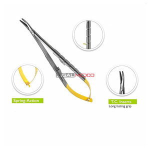 Porte-aiguille chirurgical TC Noyes Scissor droit et courbé pour microchirurgie dentaire, en carbure de tungstène de précision - Product Image 4