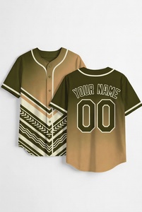 Custom Olive Khaki Baseball Jersey Button <b>Up</b> Sublimated Team Uniform Breathable Moisture Wicking Sports Shirt OEM ODM - Product Image 1