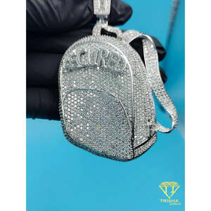 Pendentif de sac à dos Hip Hop avec inscription sécurisée, aspect diamant, luxe glacé, pendentif de sac à dos sécurisé, pendentif streetwear - Product Image 6
