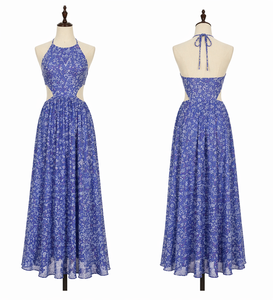 Vestido Largo de Seda Habutai de Lujo, con Tirantes Finos, Espalda Descubierta, Estampado Floral, Alta Calidad, para Mujer, Verano 2026 - Product Image 1