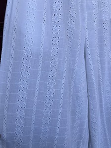 Women <b>White</b> Cotton Eyelet Wide Leg <b>Pants</b> Mid Waist Schiffli Embroidery <b>Palazzo</b> Flat Front Bohemian Summer Beach Resort Wear - Product Image 3