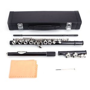 Flauto in Legno con Fori Aperti per Banda Concertistica, Colore Nero - Product Image 1