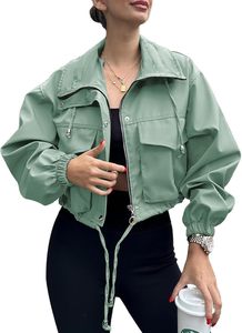 Unisex Gray Windproof Safari <b>Jacket</b> Casual <b>Pullover</b> Solid Color Lightweight Winter Wear Polyester Front Pocket - Product Image 6