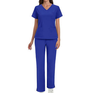 Ensembles d'uniformes infirmiers unisexes, ensembles de blouses et pantalons 100% coton tissé, usage hospitalier, avec plusieurs poches - Product Image 4