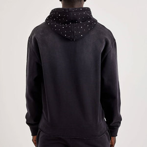 Vente en gros de sweats à capuche pour hommes personnalisés, épais, à fermeture éclair, avec patch brodé, impression sérigraphique, LOGO, strass et effet délavé à l'acide - Product Image 3