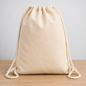 Sac à dos en coton avec cordon de serrage, 140 GSM, coton naturel, 33 x 40 cm, logo personnalisé, unisexe, sport, gym, école, promotionnel, vente en gros, OEM - Product Image 3