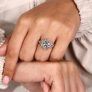 Anillo de compromiso con diamantes redondos en engaste de racimo, 3.15 quilates, anillo de boda de diamantes cultivados en laboratorio, joyería, anillo de eternidad de oro vermeil de 14k - Product Image 5