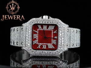 Men's Luxury Stainless Steel Analog Glass Dial Hip Hop Watch Custom Jewelry for Daily Wear Weddings and Special Events - Product Image 1