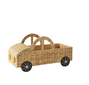Cesta de mimbre tejida a mano con ruedas para camión, organizador de juguetes de mimbre lindo para niños, contenedor para guardería - Product Image 1